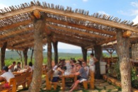 The nice outdoor hut for the wine tasting
